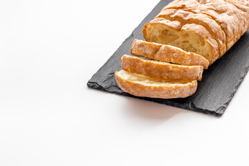 Close up of whole grain bread on cuttin board
