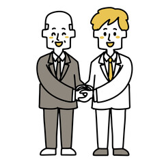 両手でかたい握手を交わすビジネスマン（シニア）