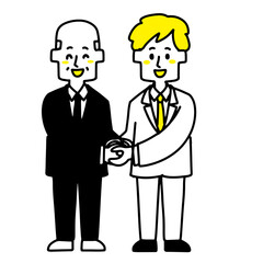 両手でかたい握手を交わすビジネスマン（シニア）