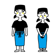 笑顔でお迎えする飲食店の店員（男女）