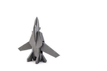 Model plane, airliner, airplane created on a 3d printer, on white background. transportation concept