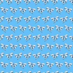 Cute soft romantic bowknots seamless pattern. Pretty flat bows abstract endless texture for fabric, textile, cosmetics, package, stationery, wrapping paper, background. Cheerful festive doodle design.