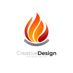 Flame logo and simple style design illustration, 3d icon