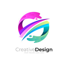 Letter S logo with colorful design illustration, Water swoosh icon template