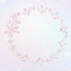 Obraz na płótnie Canvas Vector floral wreath frame holography effect