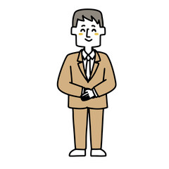 手を前で揃えている営業マン