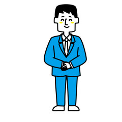 手を前で揃えている営業マン