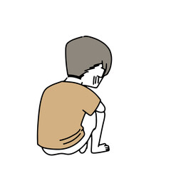 落ち込んで座り込んでいる男性