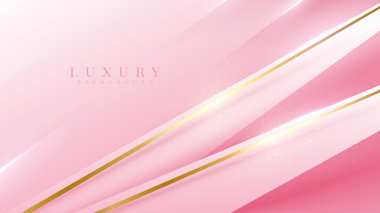 Diagonal golden lines sparkle luxury on pink background, cover design modern concept, vector illustration.