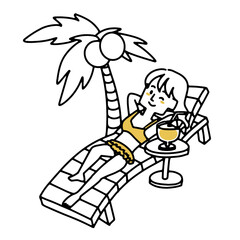 南の島でくつろぐ女性