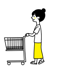 ショッピングカートを押している女性