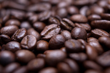 Roasted coffee beans background.