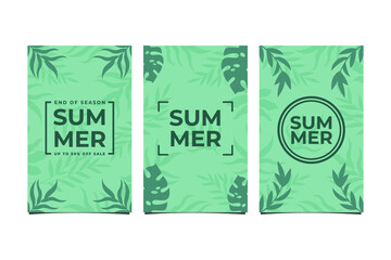 set of summer background or poster design template. summer sale promo background.
