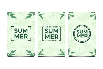 set of summer background or poster design template. summer sale promo background.