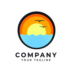 beach logo design template. beach logo icon.