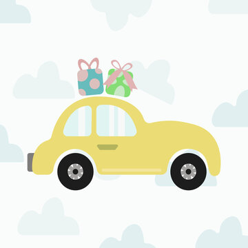 Cute car vector illustration. Cartoon style collection for cute stickers, nursery, kids room design and poster