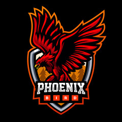 Phoenix bird mascot. esport logo design