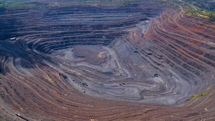 Open Iron Ore Quarry Aerial Top View
