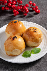 Moon cake yolk pastry for Mid-Autumn Festival holiday.