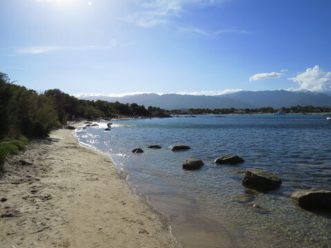 Corsica, Beach and bay of San Ciprianu in Lecci