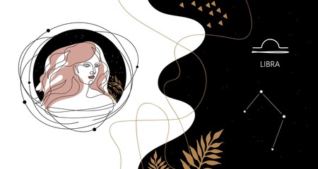 Obraz premium Zodiac background. Virgo constellation. The element of earth.