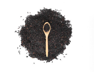Paddy rice with black riceberry rice isolated on white background. Organic. Raw, wheat or grain....