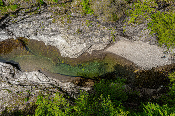 Obraz premium Top view on Malzac river on the GR 70, Robert Louis Stevenson Trail, Cassagnas, Cevennes, France