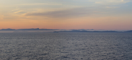 Sunrise over Corsica seen from the ferry