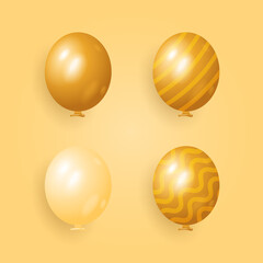 set of realistic balloon design with different pattern and color