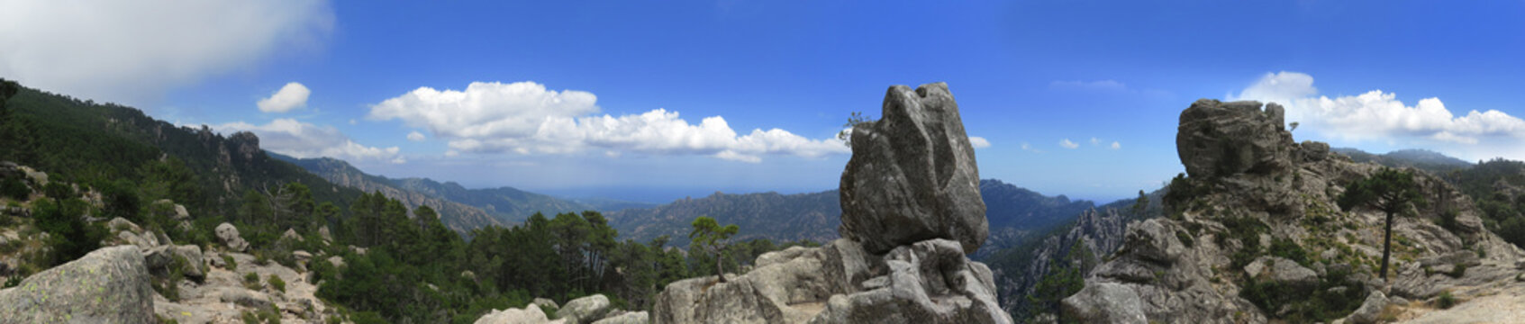 Landscapes and waterfall of the Ospedale forest, Corsica