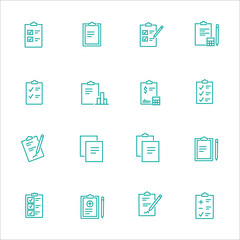 Fototapeta premium Simple Set of Clipboard Related Vector Line Icons. Contains such Icons as Contact, Checklist, Petition and more. Editable Stroke.