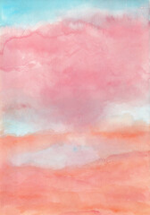 素材テクスチャ　水彩グラデーション　ピンク・オレンジ・水色