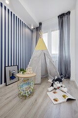 Pastelowy pokój dziecięcy w komfortowym mieszkaniu - obrazy, fototapety, plakaty