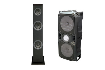 Fototapeta premium black audio loudspeaker isolated on white background