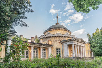 old weathered russian orthodox church, Sukhanovo estate, Moscow, Russia