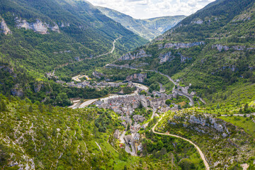 Fototapeta na wymiar Sainte-Enimie, historic town on the Gorges du Tarn, Lozere, Languedoc-Roussillon, France