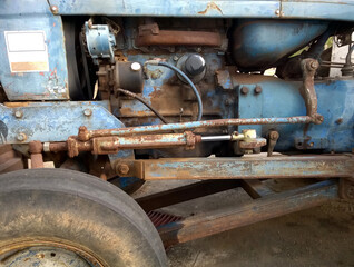 Fototapeta na wymiar Old tractor's engine. Close up engine 