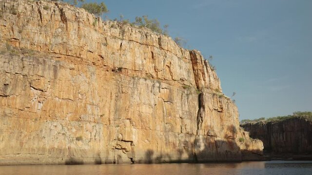 early morning shot of the cliff known as jeddas leap in nitmiluk gorge, also known as katherine gorge at nitmiluk national park in the northern territory