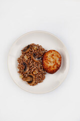 Boiled Buckwheat, Mushrooms And Meat