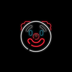 Clown emoji glowing neon vector illustration