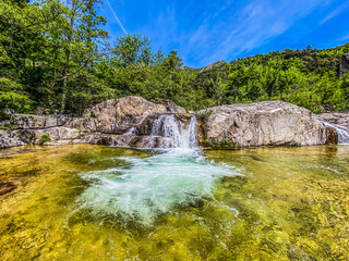 Small Beautiful waterfall in France, Chassezac, Cevennes