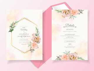 Flower painting themed wedding invitation