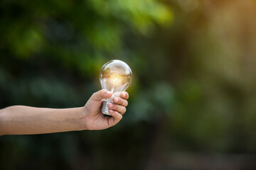 light bulb against nature, icons