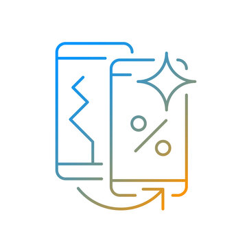 recommend clip art: Old phone replacement gradient linear vector icon. Old malfunction device return. Mobile phone exchange. Thin line color symbols. Modern style pictogram. Vector isolated outline drawing