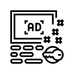 advertising keys line icon vector. advertising keys sign. isolated contour symbol black illustration