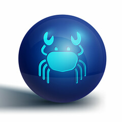 Blue Crab icon isolated on white background. Blue circle button. Vector
