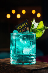 bright blue alcoholic cocktail