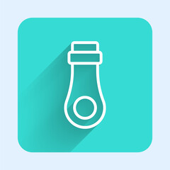 Fototapeta premium White line Zipper icon isolated with long shadow. Green square button. Vector