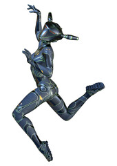 3D Rendering Space Super Woman on White