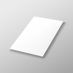 Empty paper sheet. A4 format paper with shadows on gray background.
Magazine, booklet, postcard, flyer, business card or brochure mockup. Vector Illustration EPS10.